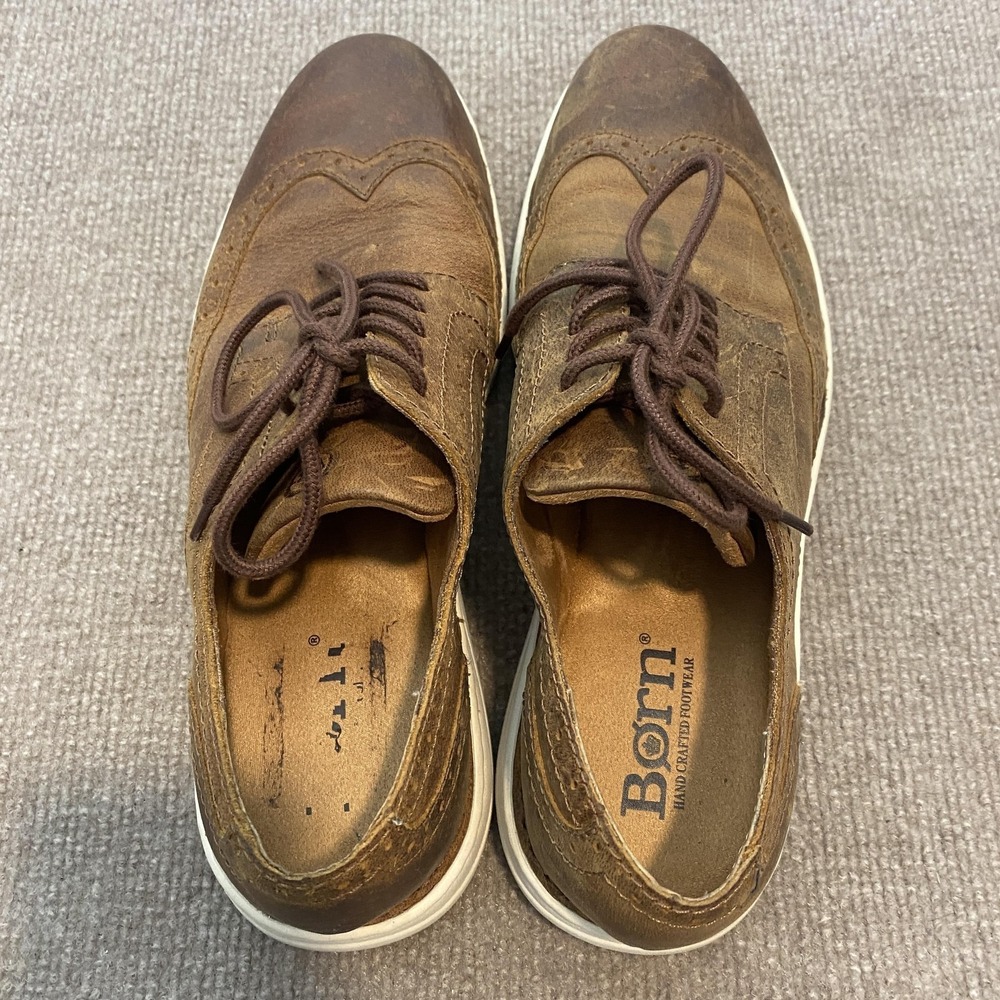 Born Shoes Mens Size‎ 10 Brown Leather Wingtip Lace Up Casual Comfort Sneakers - Picture 7 of 10